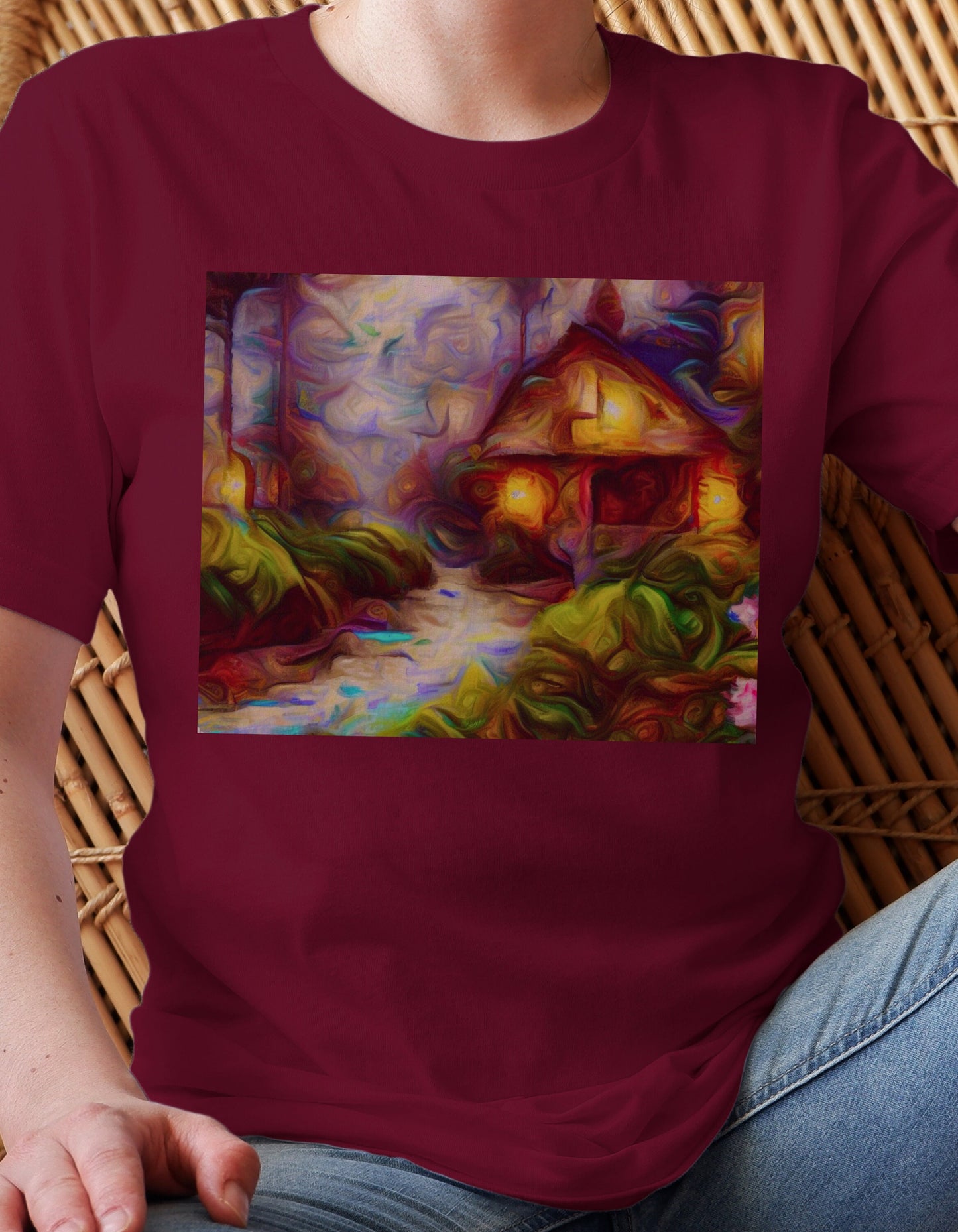 Cottage T-Shirt Cottage TShirt Cottagecore Shirt Forest Shirt Outdoor T-Shirt Outdoor Lover Tee Funky Artsy T Thomas Kinkade Art style