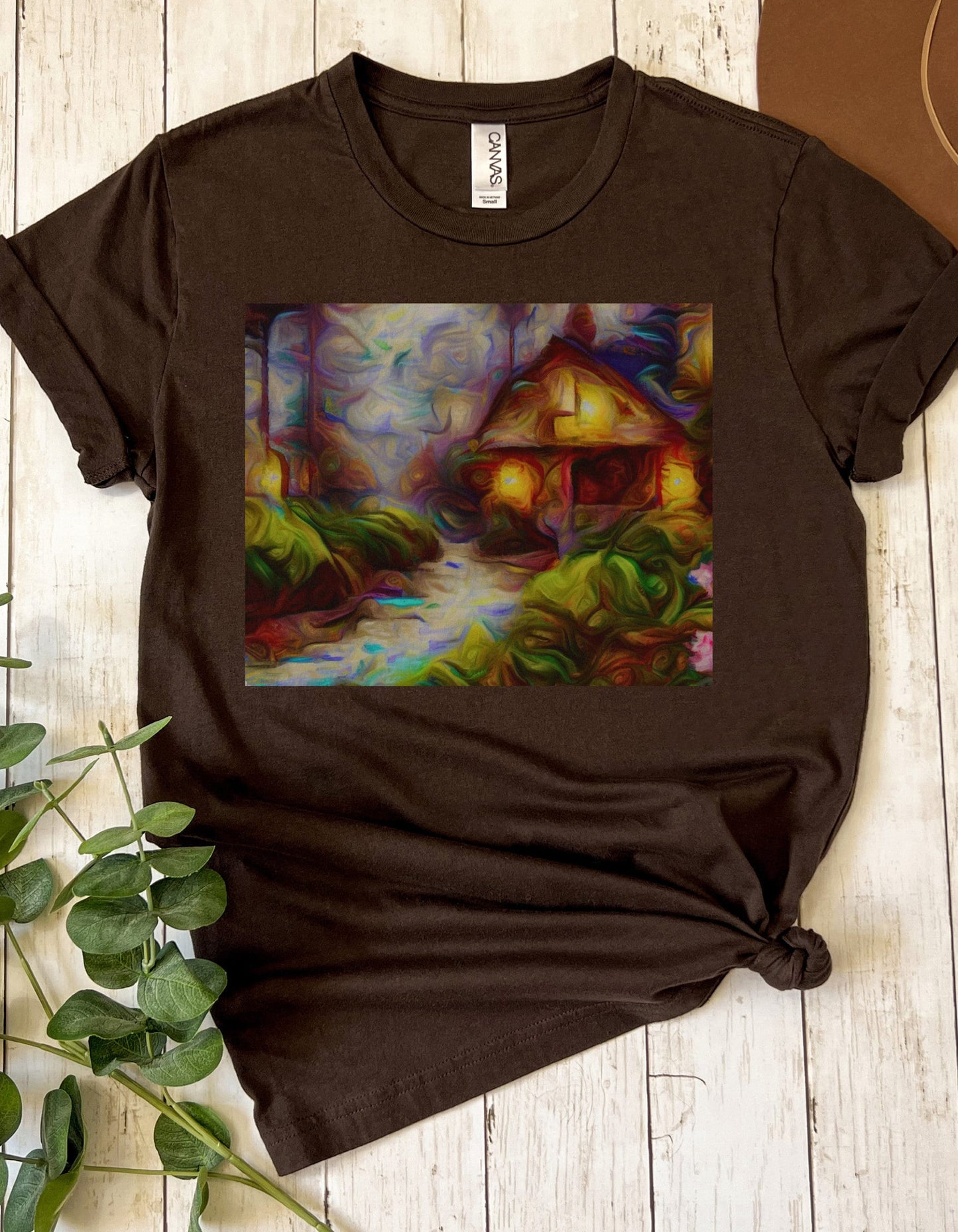 Cottage T-Shirt Cottage TShirt Cottagecore Shirt Forest Shirt Outdoor T-Shirt Outdoor Lover Tee Funky Artsy T Thomas Kinkade Art style