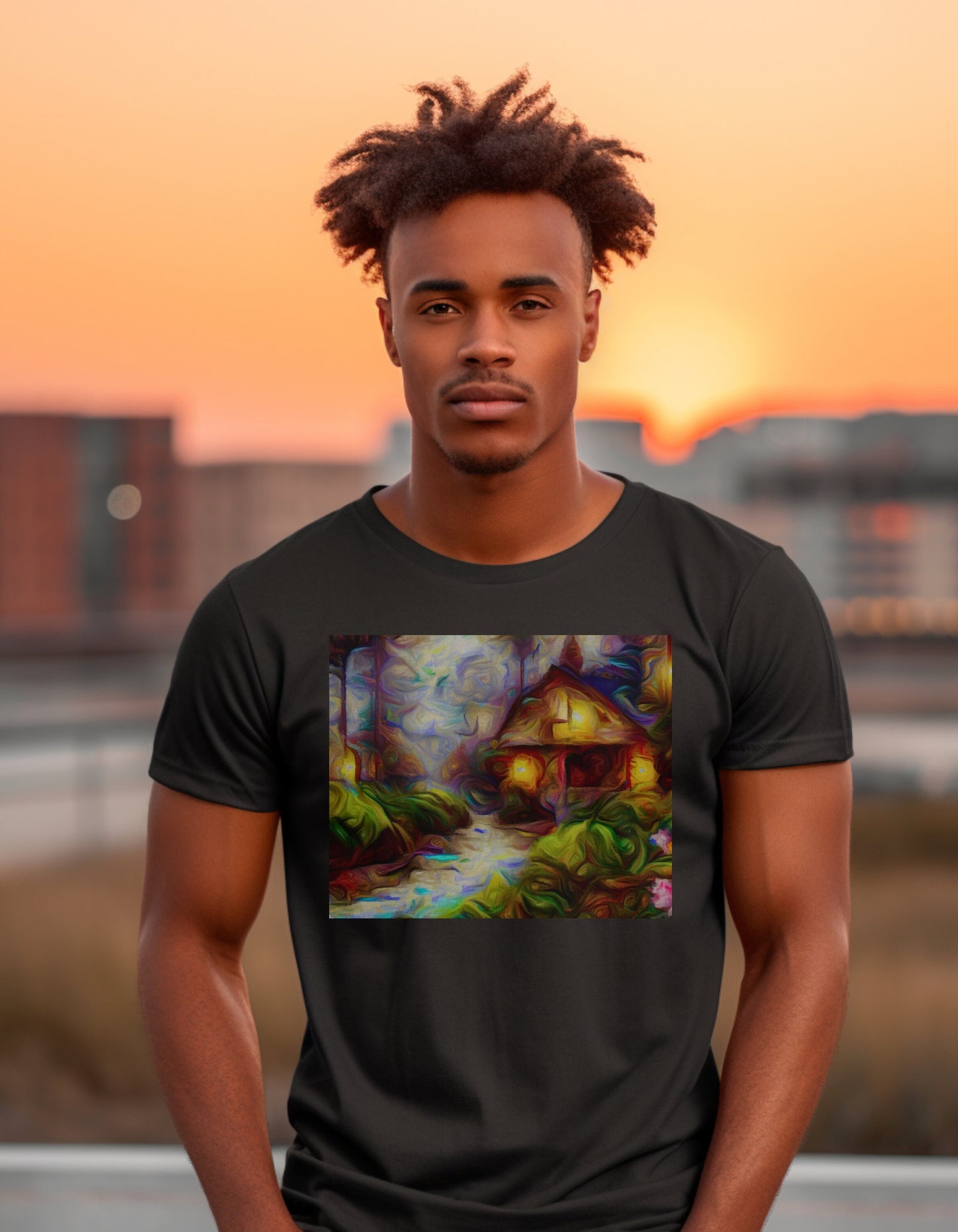 Cottage T-Shirt Cottage TShirt Cottagecore Shirt Forest Shirt Outdoor T-Shirt Outdoor Lover Tee Funky Artsy T Thomas Kinkade Art style