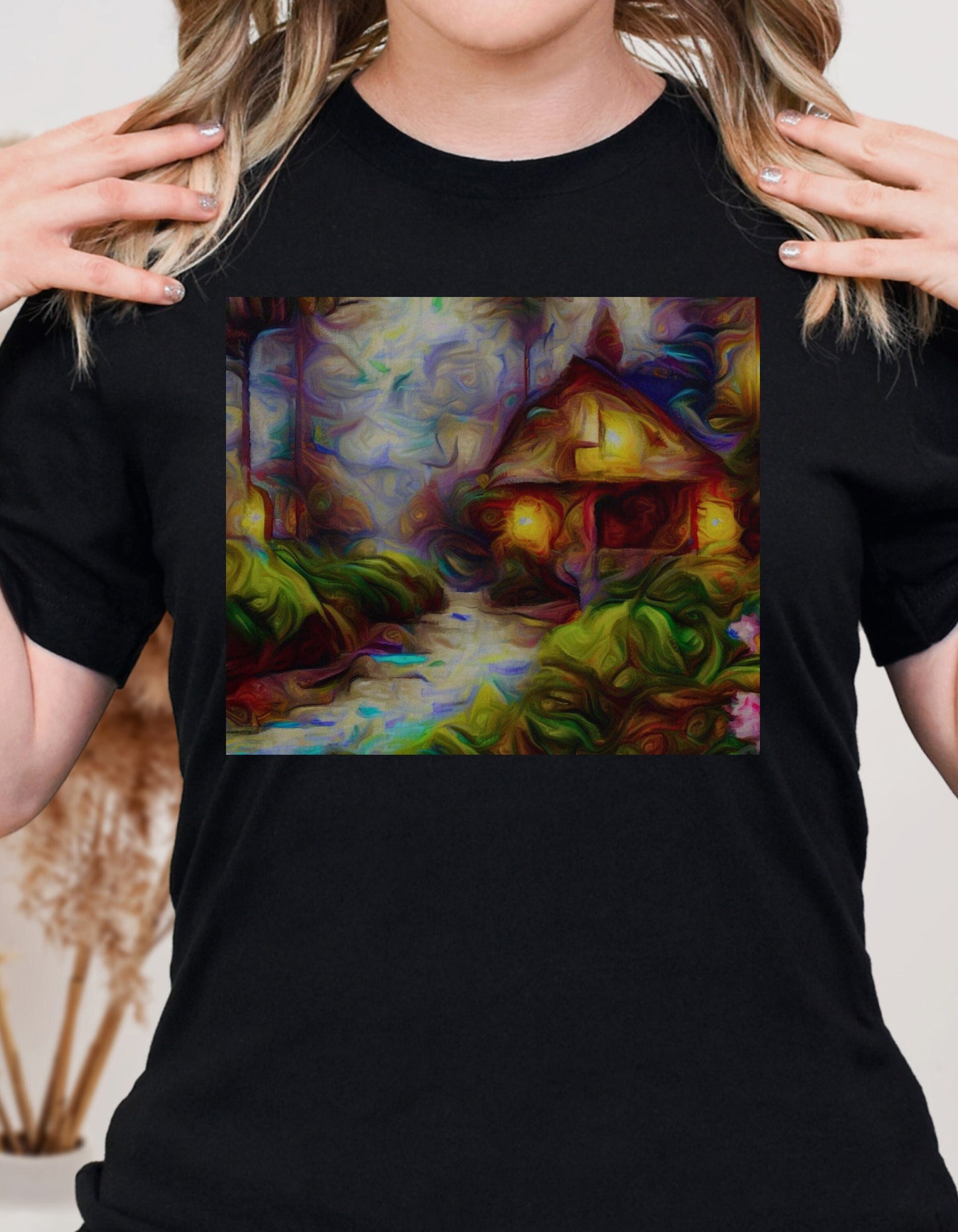 Cottage T-Shirt Cottage TShirt Cottagecore Shirt Forest Shirt Outdoor T-Shirt Outdoor Lover Tee Funky Artsy T Thomas Kinkade Art style