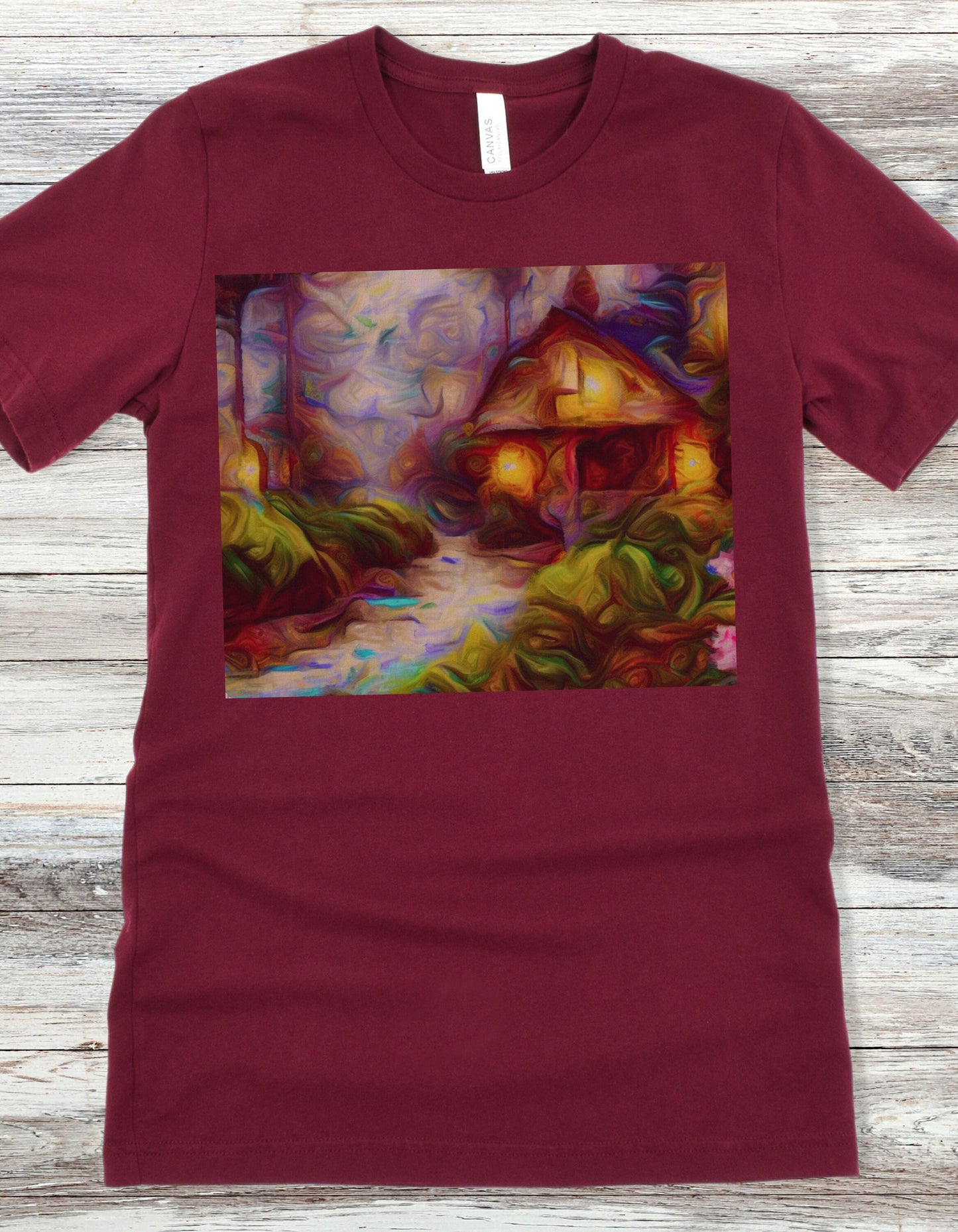 Cottage T-Shirt Cottage TShirt Cottagecore Shirt Forest Shirt Outdoor T-Shirt Outdoor Lover Tee Funky Artsy T Thomas Kinkade Art style