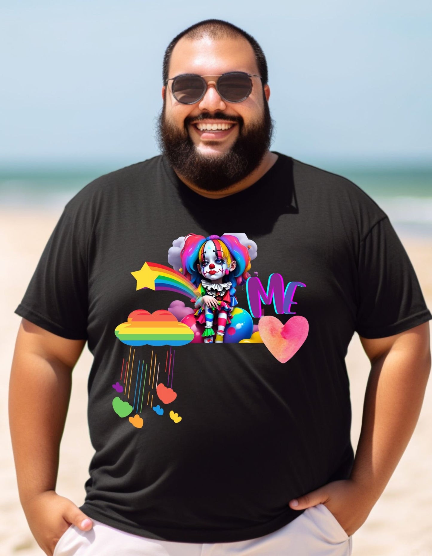 Sad Clown T- Shirt Funny Clown T Shirt  Rainbow Clown Shirt Cute Clown Tee Gift For Clown Lover Chibi Clown