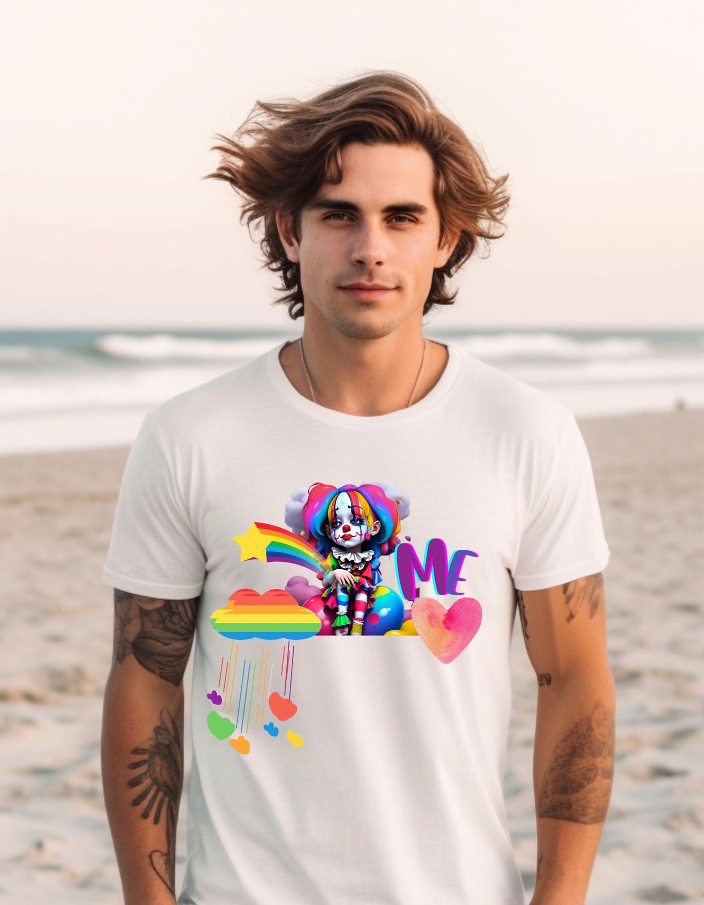 Sad Clown T- Shirt Funny Clown T Shirt  Rainbow Clown Shirt Cute Clown Tee Gift For Clown Lover Chibi Clown