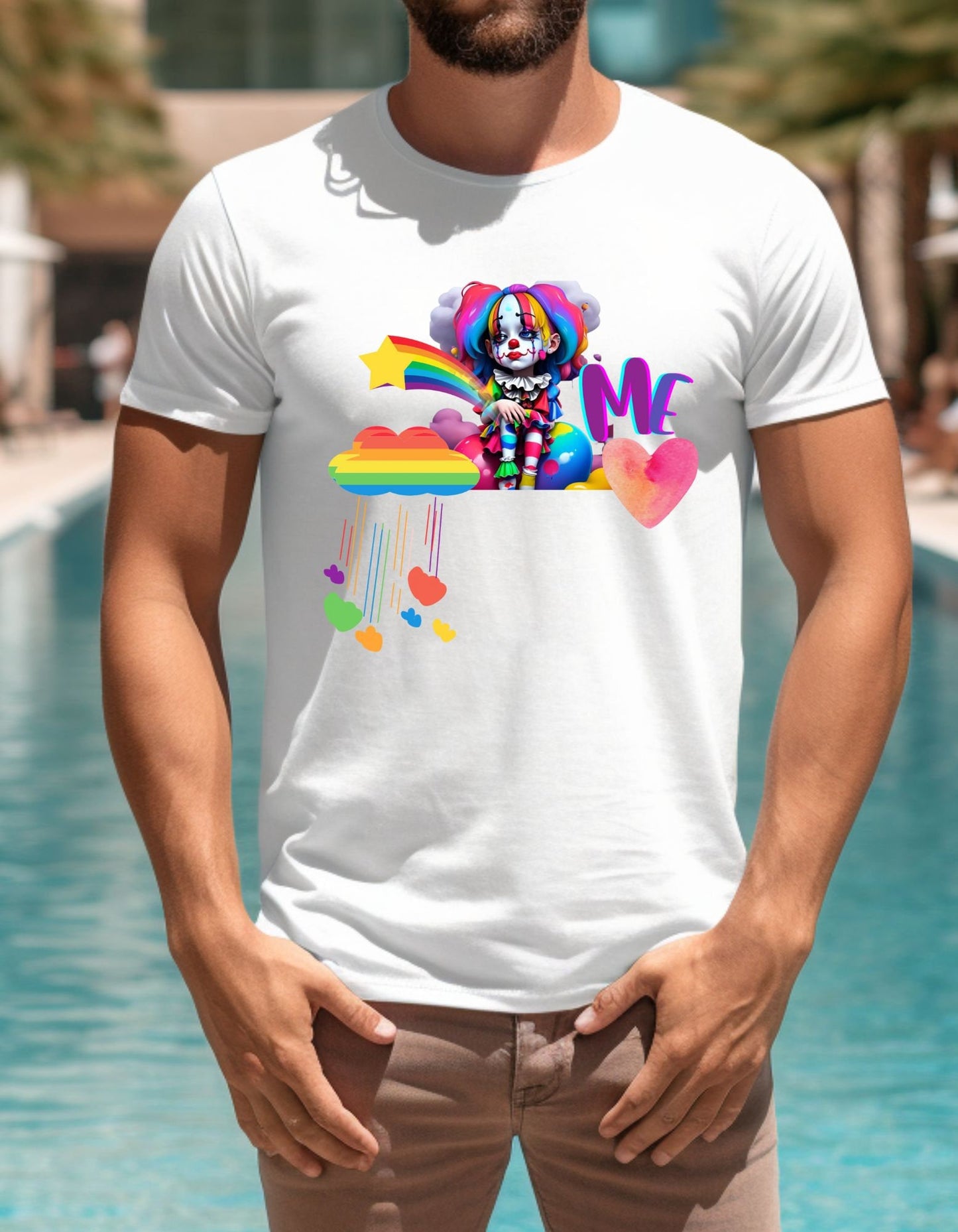 Sad Clown T- Shirt Funny Clown T Shirt  Rainbow Clown Shirt Cute Clown Tee Gift For Clown Lover Chibi Clown