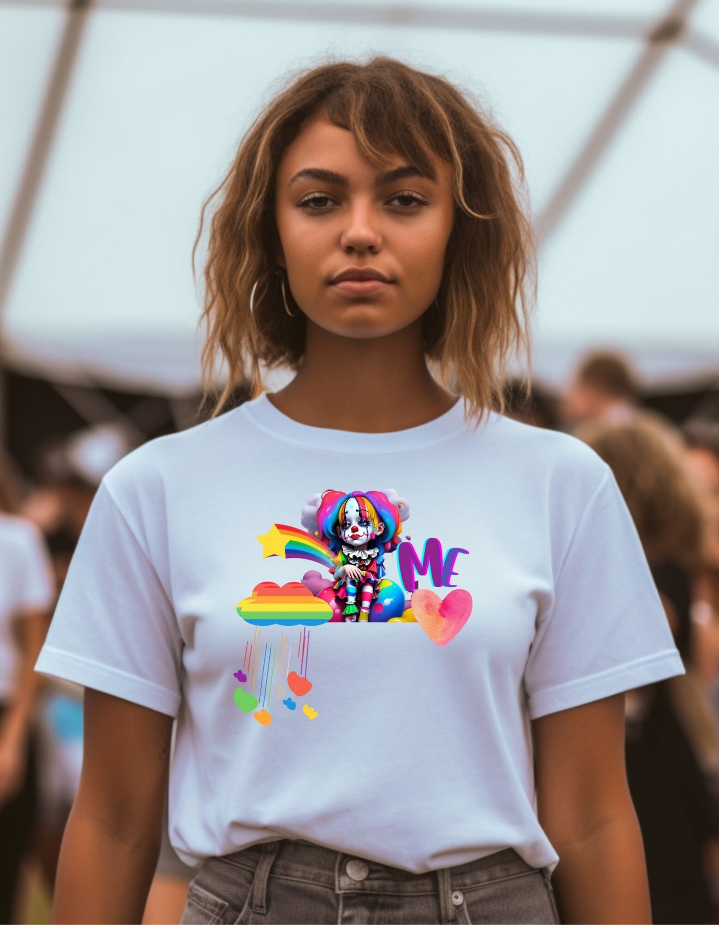 Sad Clown T- Shirt Funny Clown T Shirt  Rainbow Clown Shirt Cute Clown Tee Gift For Clown Lover Chibi Clown