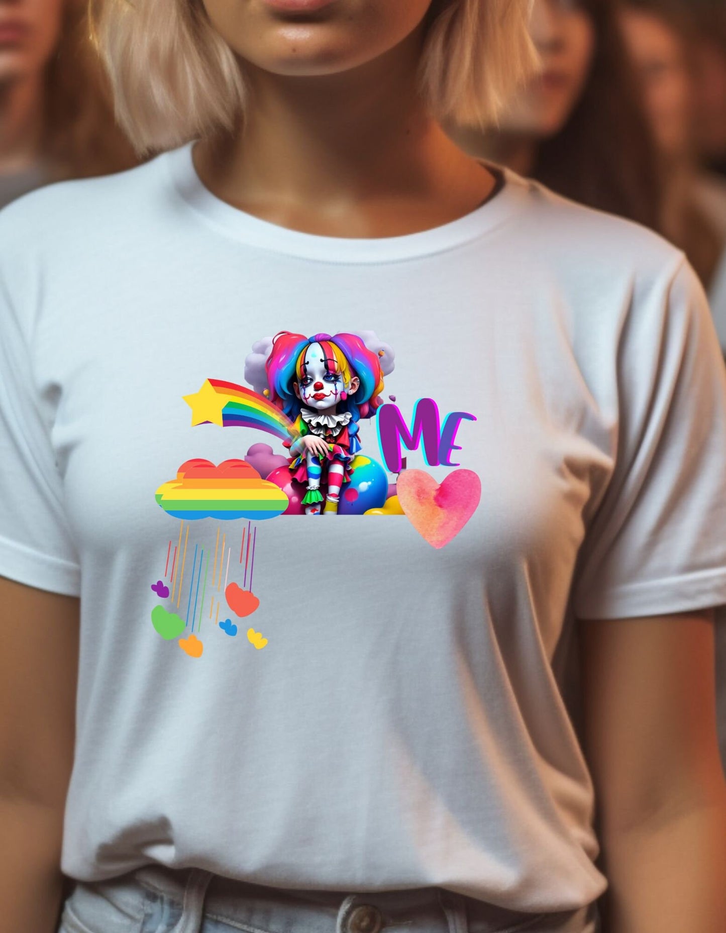 Sad Clown T- Shirt Funny Clown T Shirt  Rainbow Clown Shirt Cute Clown Tee Gift For Clown Lover Chibi Clown