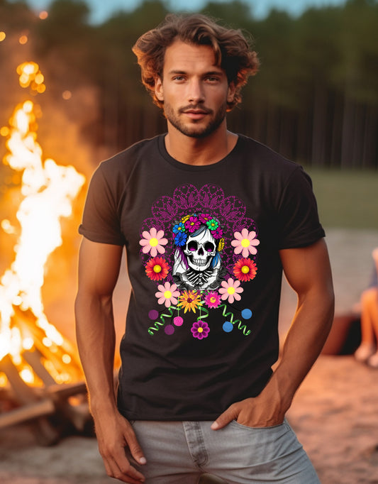 Flower Sugar Skull T-Shirt Cute Skull Shirt T Shirt For Skull Lover Skull lover Gift Tee for Skull Collector T  Bone T-Shirt Floral Skull T