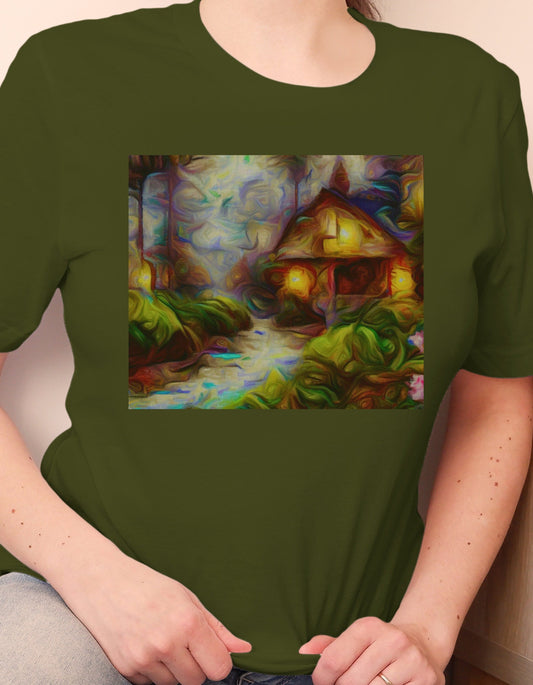 Cottage T-Shirt Cottage TShirt Cottagecore Shirt Forest Shirt Outdoor T-Shirt Outdoor Lover Tee  Funky Artsy T Thomas Kinkade Art style