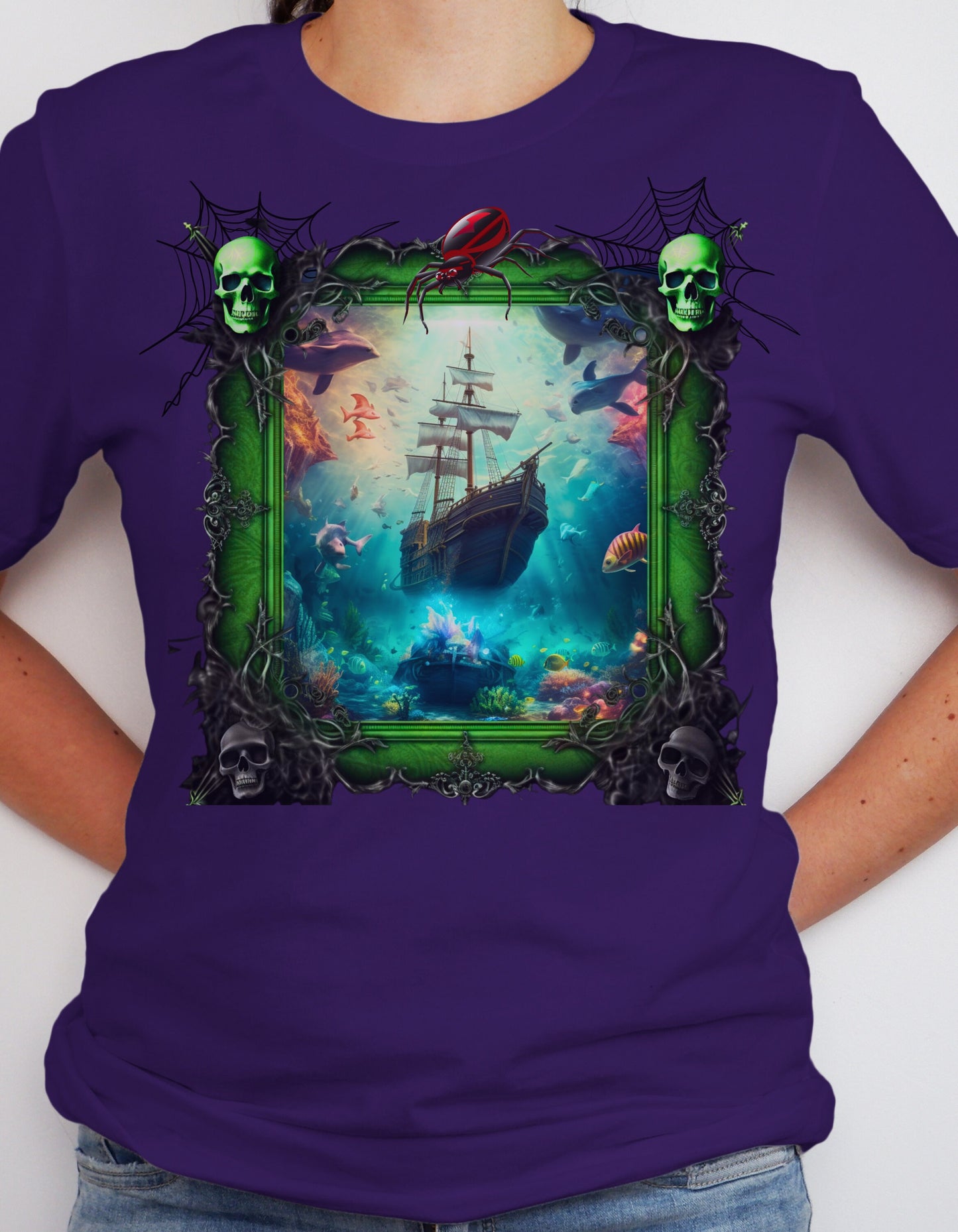 Pirate Ship T-Shirt Pirate T Shirt Skull and Bones T-Shirt Goth Grunge Shirt Gift For Sailor Gift For Ship Lover Gift For Boat Lover