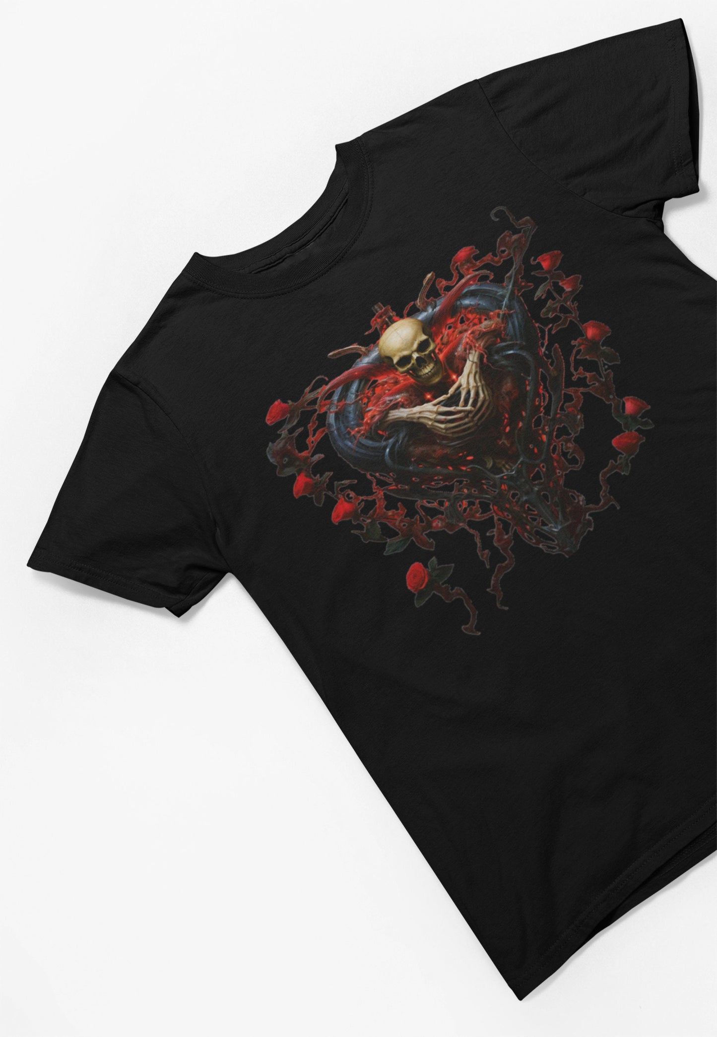 Bloody Rose Skull Heart: Limited Edition Valentine's Day Tee! Make a Statement of Love with Style! #ValentinesDayFashion