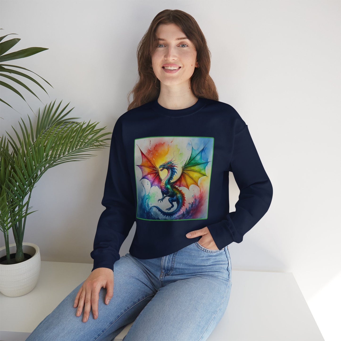 Dragon Sweatshirt  Rainbow Dragon Sweatshirt  Unisex Shirt Color Splash Sweatshirt