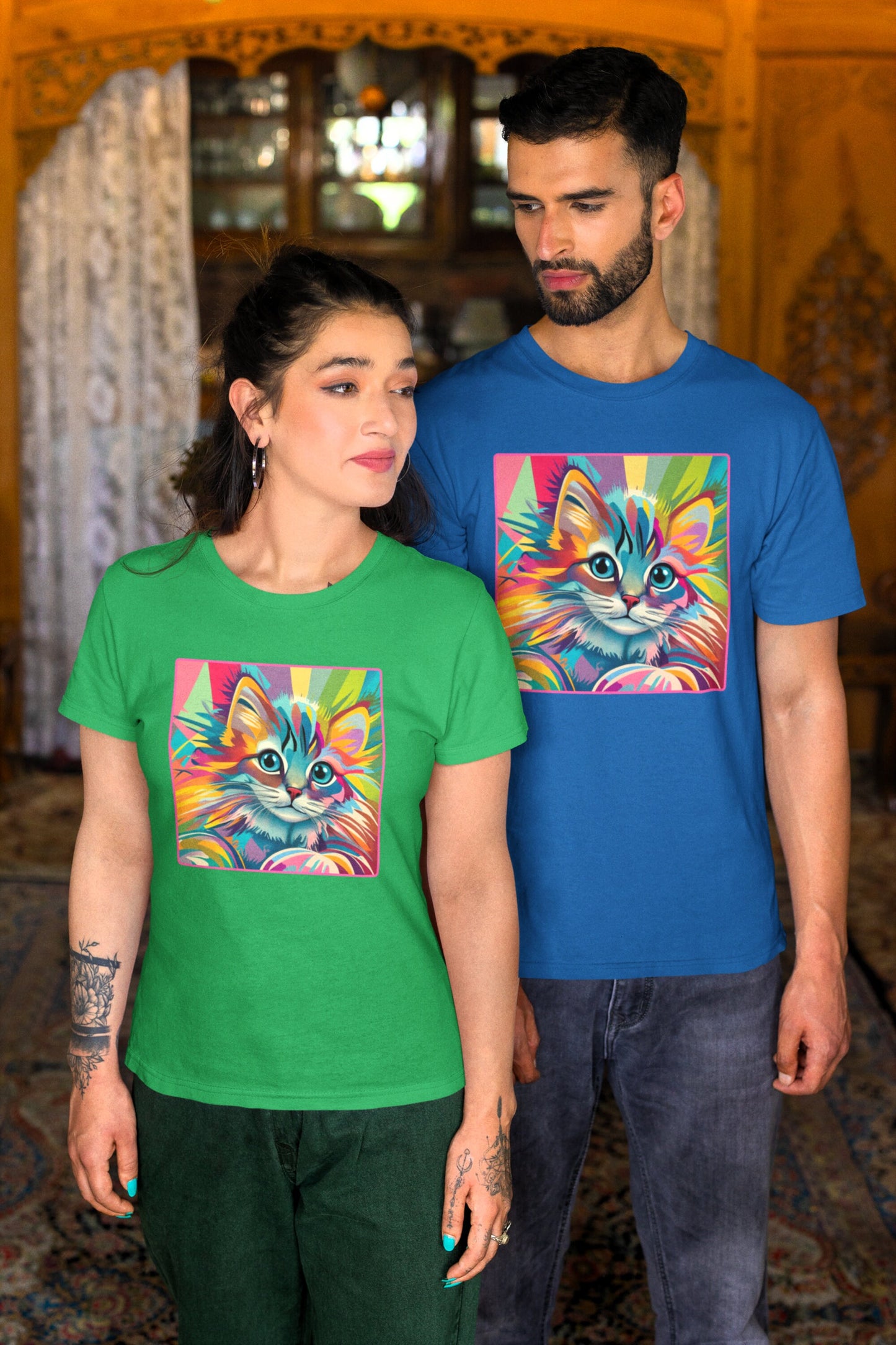 Cat T-Shirt Cat ShirtKre8 Art Inspired Cat T-Shirt  Unisex Soft style Cotton T-Shirt