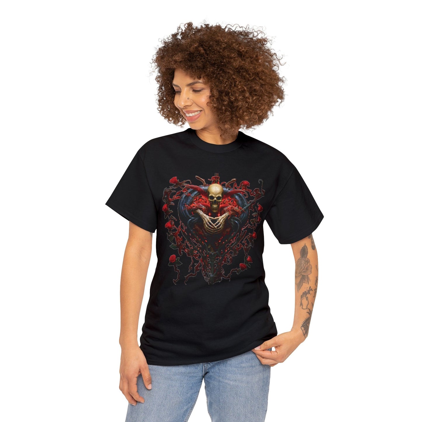 Bloody Rose Skull Heart: Limited Edition Valentine's Day Tee! Make a Statement of Love with Style! #ValentinesDayFashion