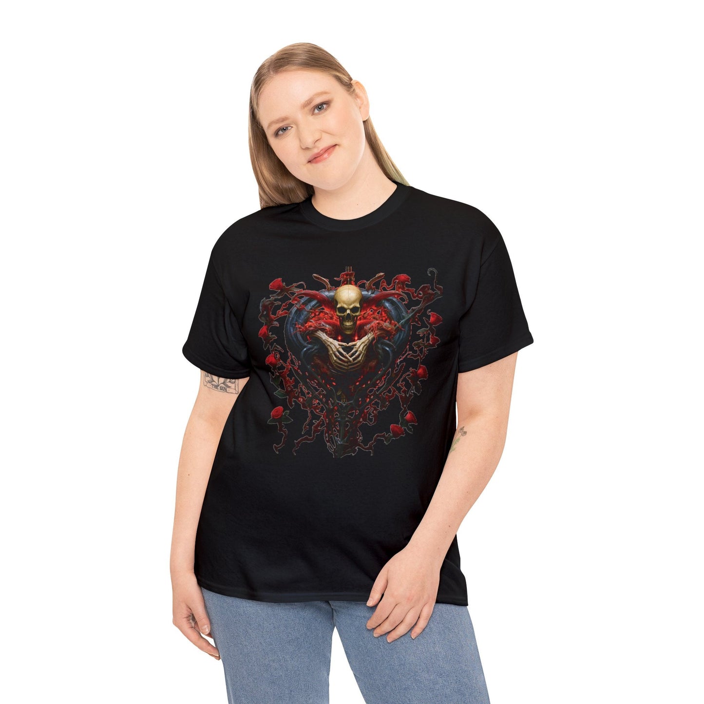 Bloody Rose Skull Heart: Limited Edition Valentine's Day Tee! Make a Statement of Love with Style! #ValentinesDayFashion