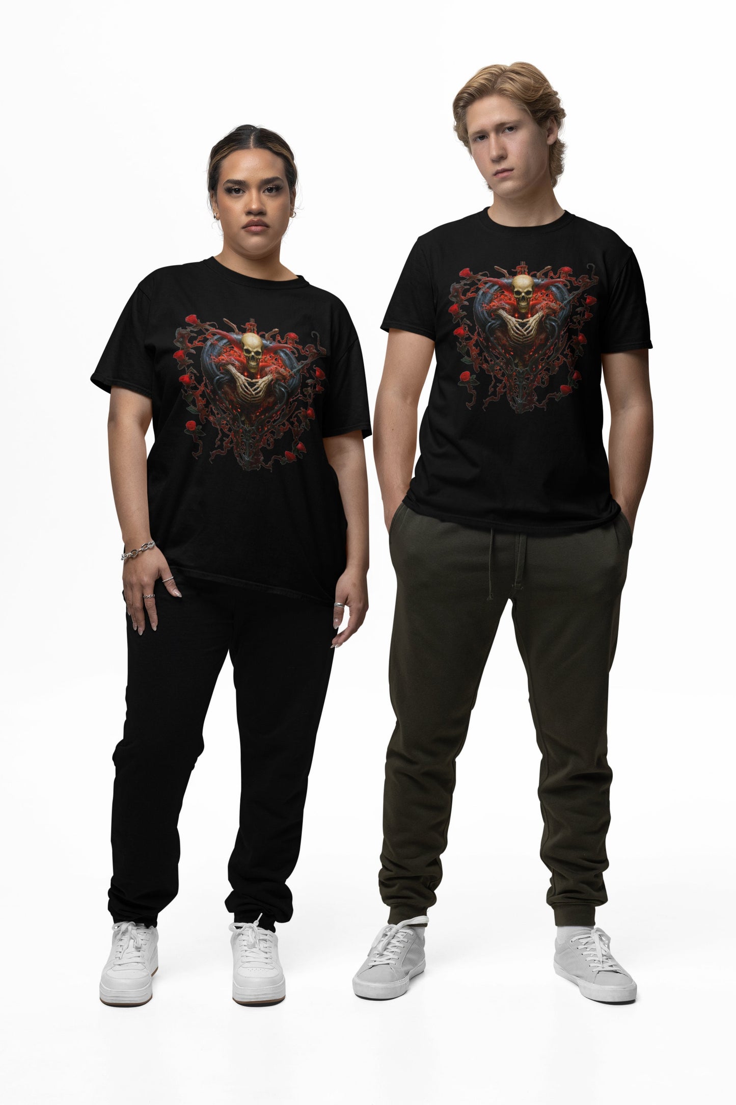 Bloody Rose Skull Heart: Limited Edition Valentine's Day Tee! Make a Statement of Love with Style! #ValentinesDayFashion