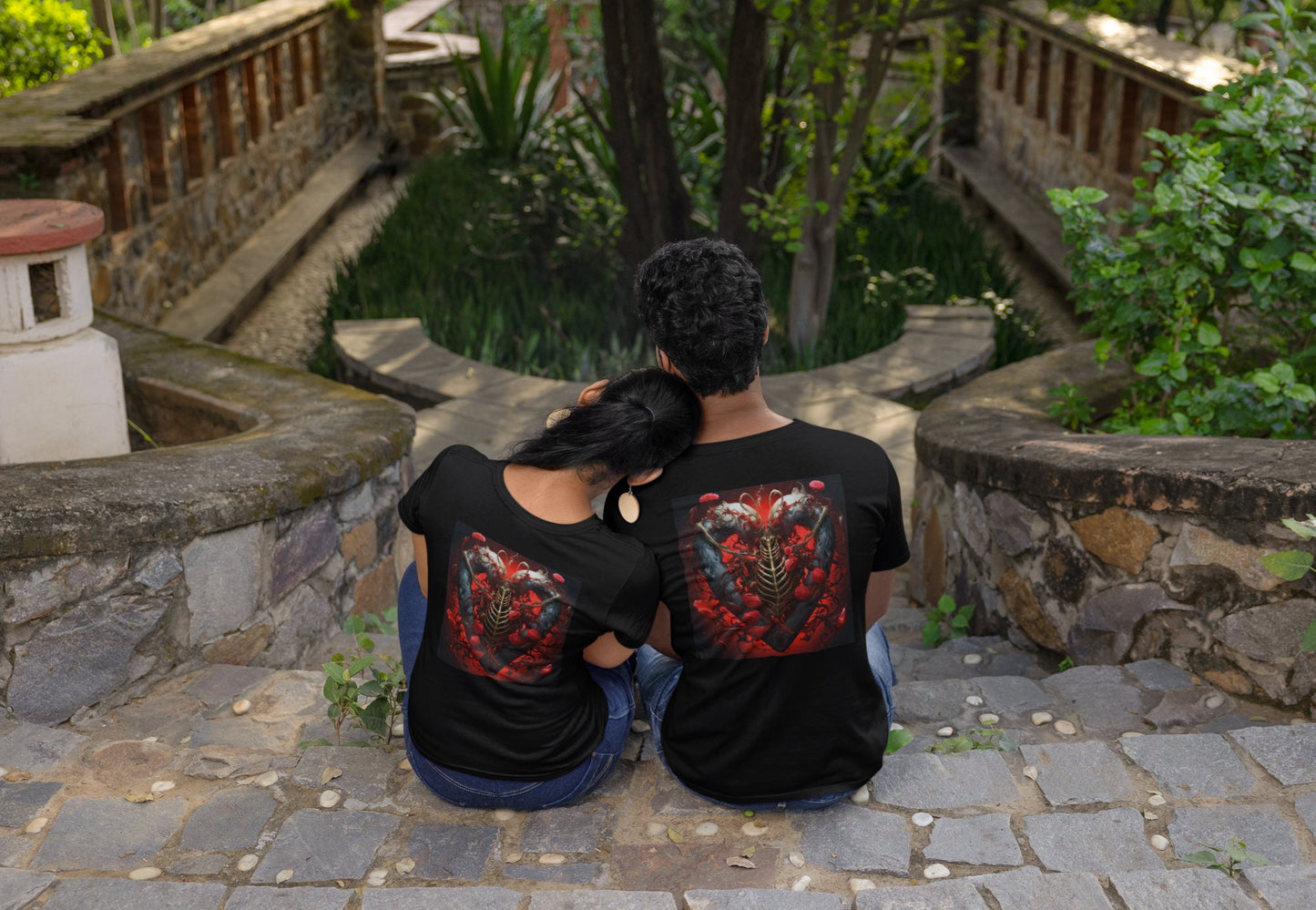 Bloody Rose Skull Heart: Limited Edition Valentine's Day Tee! Make a Statement of Love with Style! #ValentinesDayFashion