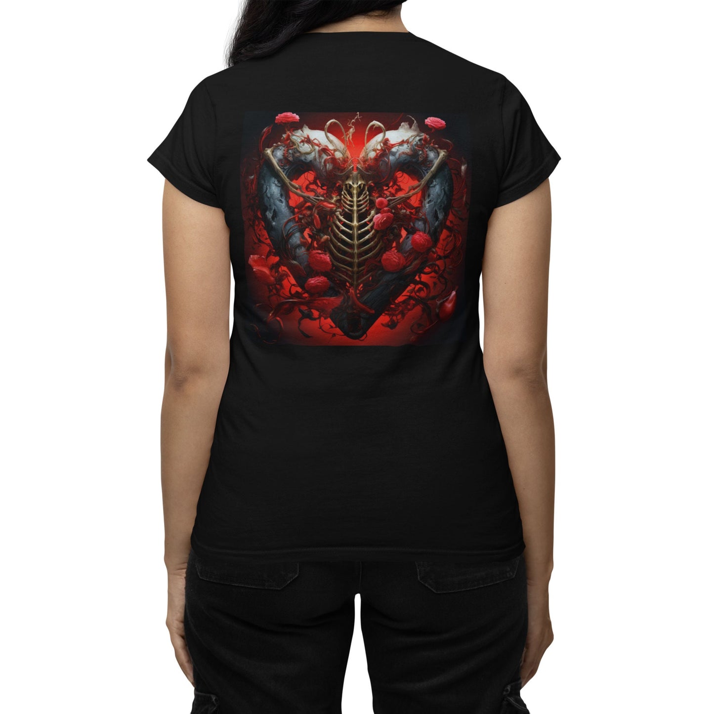 Bloody Rose Skull Heart: Limited Edition Valentine's Day Tee! Make a Statement of Love with Style! #ValentinesDayFashion