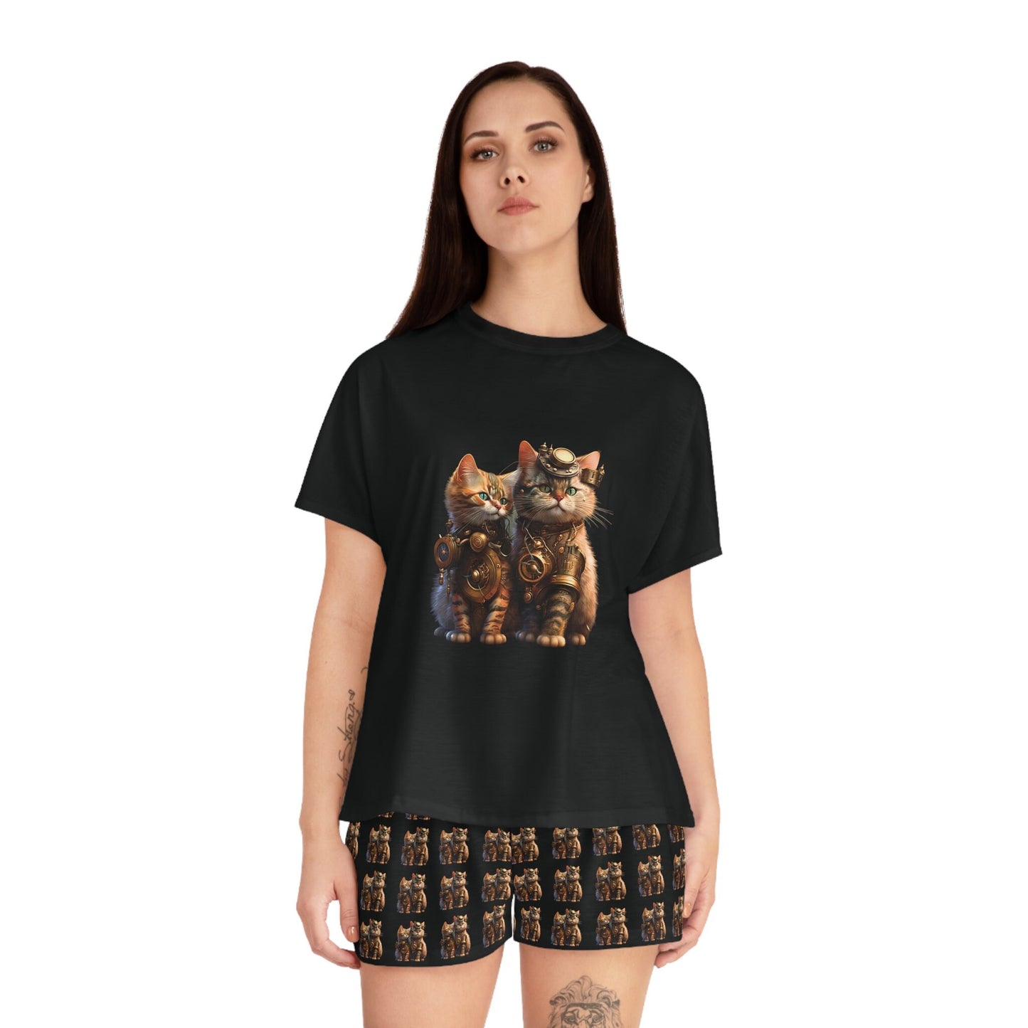 Steampunk Cat Pajama Cute Cat PJ  SteamPunk Cats Gifts For Cat Lover Cat people TEE Gift For Cat Mom Cute PJ Cute Cat Gift Women's Pajama