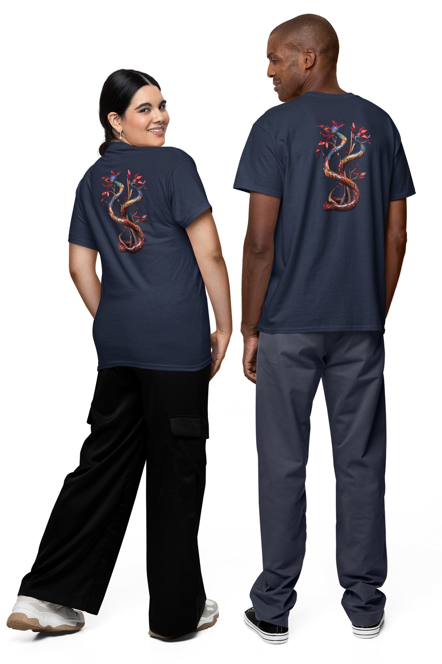 Snake T-Shirt Front And Back Design Snake Shirt Unisex Soft Style Short Sleeve Cotton T-Shirt