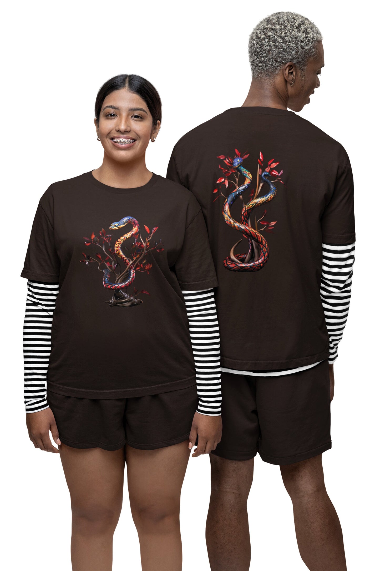 Snake T-Shirt Front And Back Design Snake Shirt Unisex Soft Style Short Sleeve Cotton T-Shirt